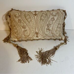 Charter Club Tasseled Rectangle Champagne Small Lumbar Pillow 6.5”x14”